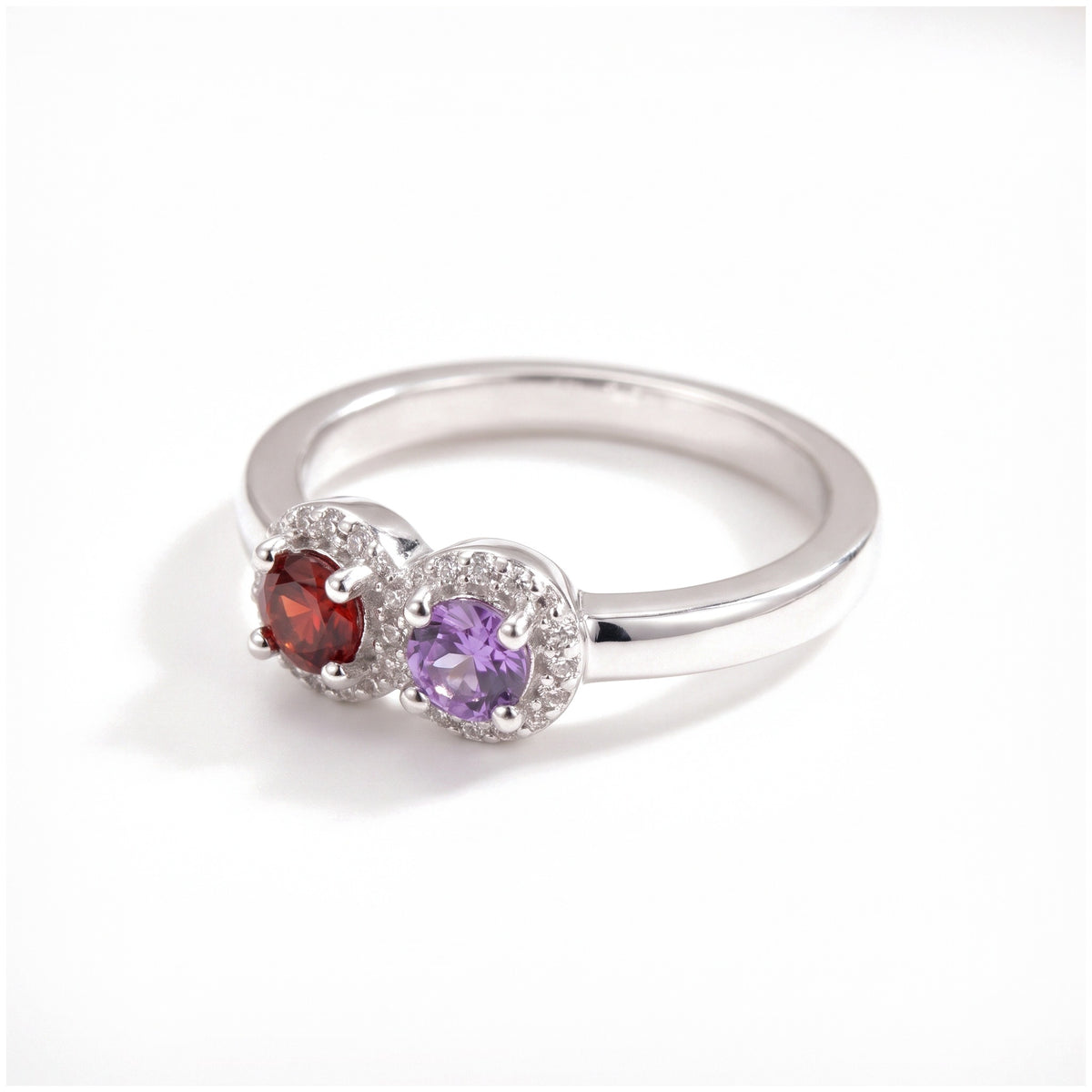 custom family birthstone ring with zircons