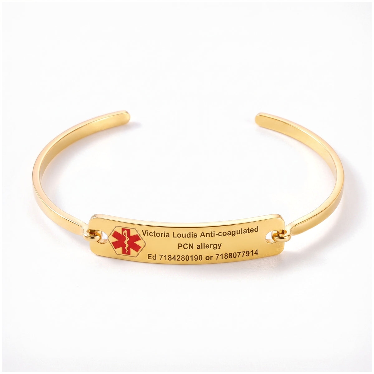 custom engraved medical alert id bracelet bangle
