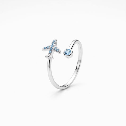 personalized birthstone airplane ring