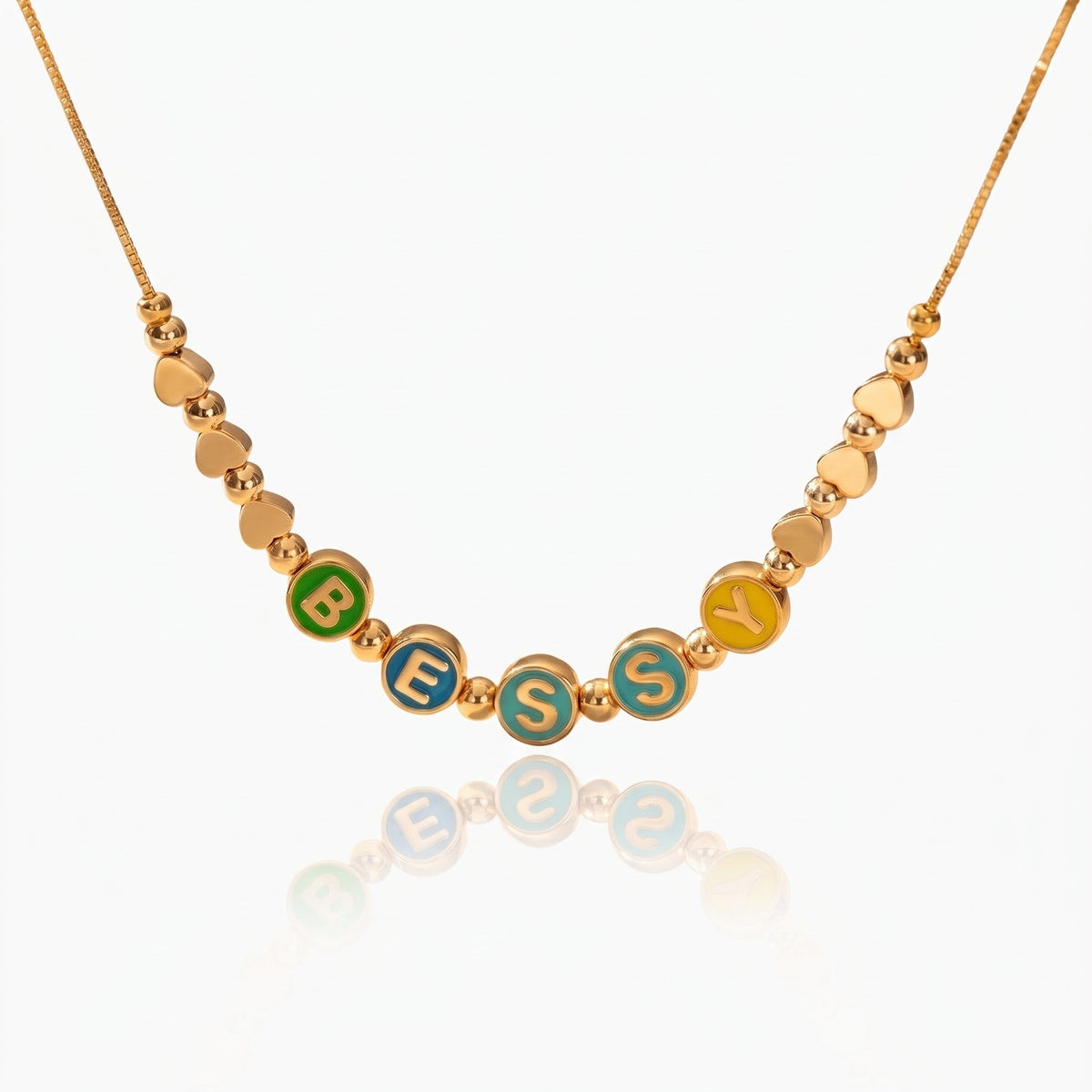 personalized name bead necklace enamel letter beaded necklace
