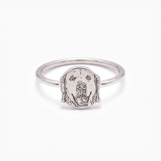 pet portrait ring with photo engraving