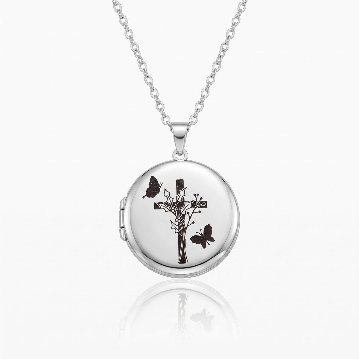 personalized birth flower cross locket necklace with photo