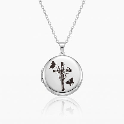 personalized birth flower cross locket necklace with photo
