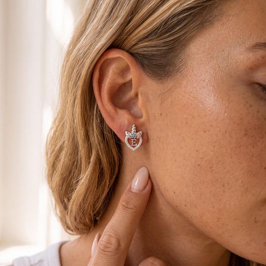 Unicorn Stud Earrings with Initial