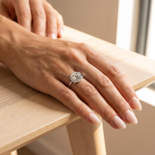 Pet Portrait Ring with Photo Engraving