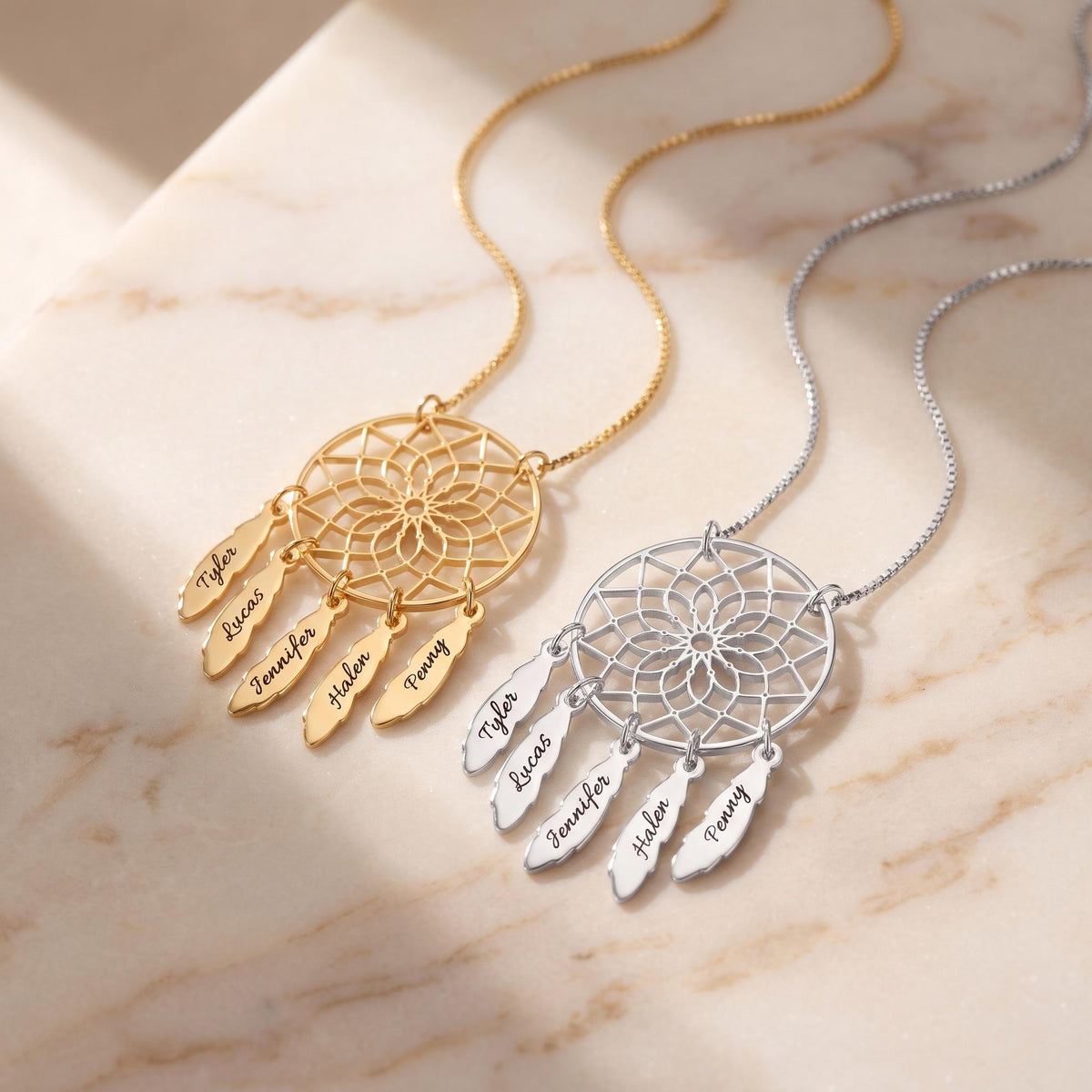 Personalized Dreamcatcher Necklace with Names photo 1