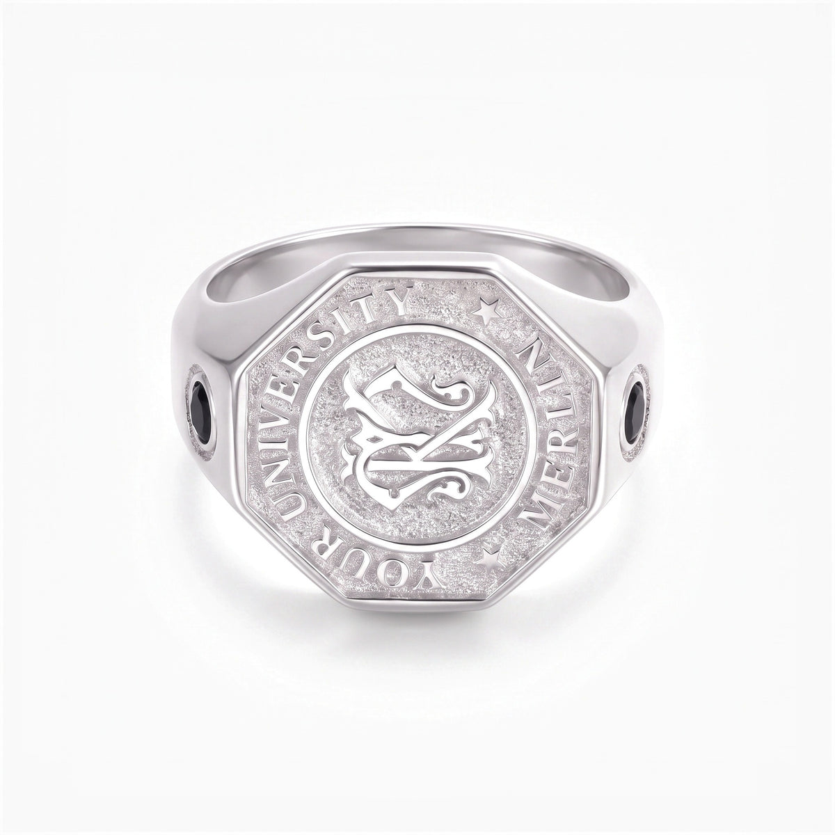custom monogram initials graduation signet ring birthstone