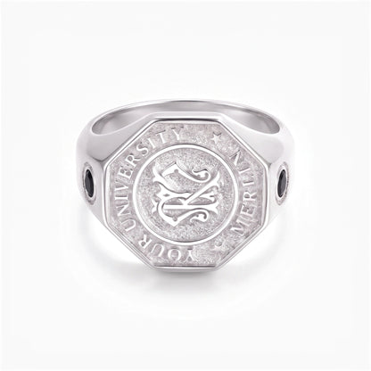 custom monogram initials graduation signet ring birthstone