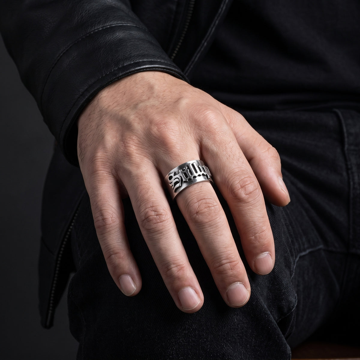 Custom Name Old English Gothic Ring