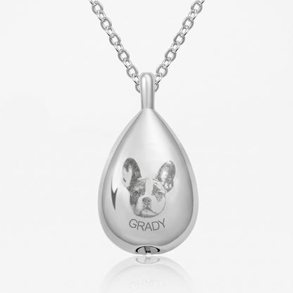 pet urn necklace with portrait