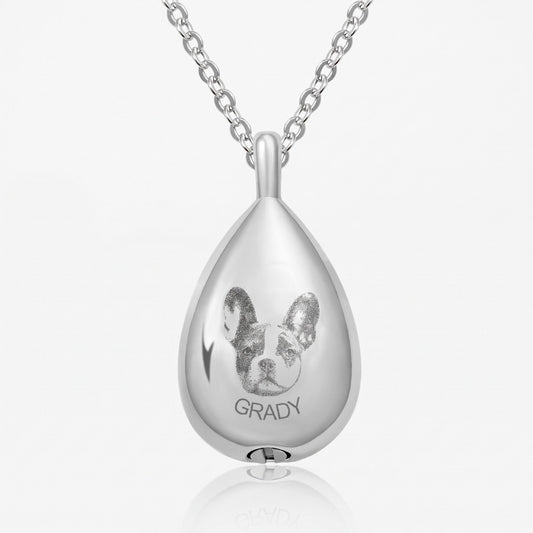 pet urn necklace with portrait