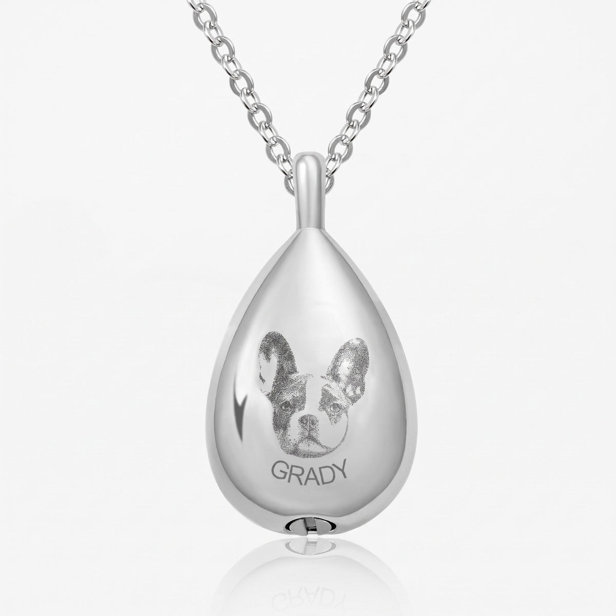 custom pet portrait teardrop urn necklace