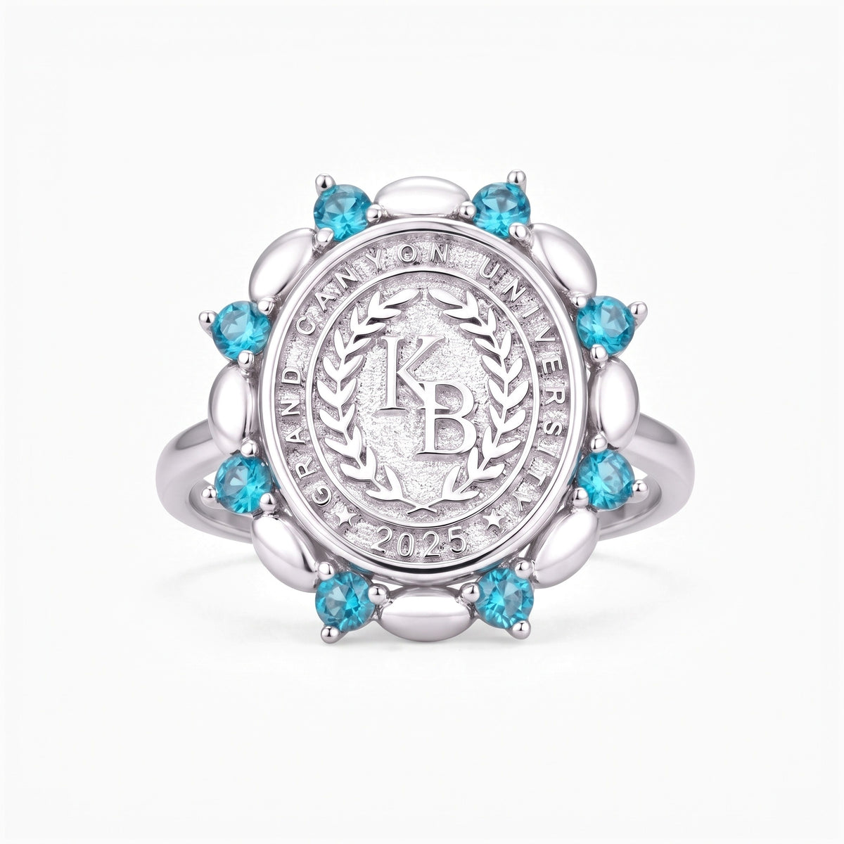 personalized initials graduation signet ring birthstone
