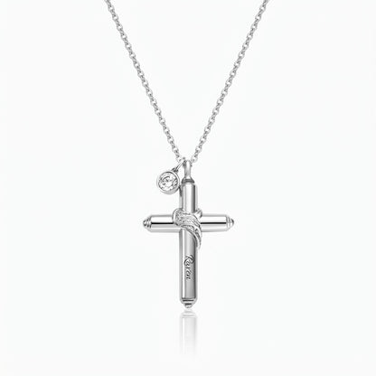 urn necklace for ashes engraved cross