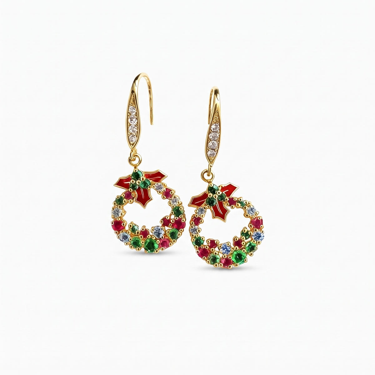 christmas wreath dangle earrings
