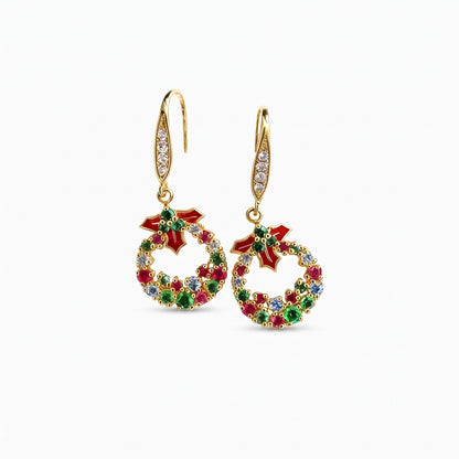 christmas wreath dangle earrings