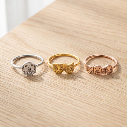 Bague portrait d'animal de compagnie, bague personnalisée avec photo gravée de chien ou de chat, bijou commémoratif personnalisé, cadeau pour maman de chien, amoureux des chats ou propriétaire d'animal