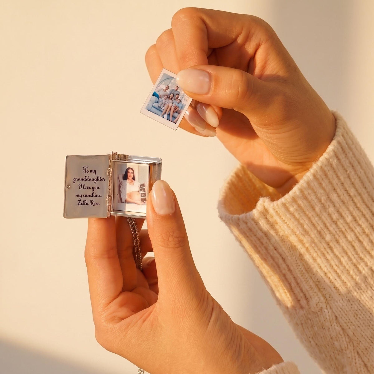 Personalized Photo Album Locket Necklace with Engraving photo 4
