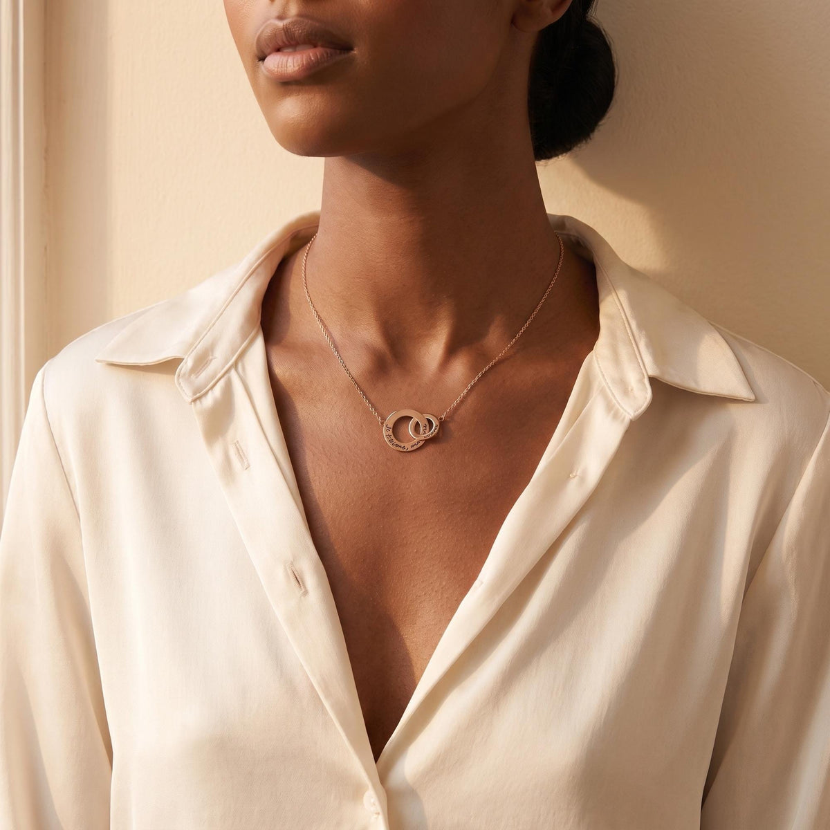 Custom engraved interlocking circle necklace