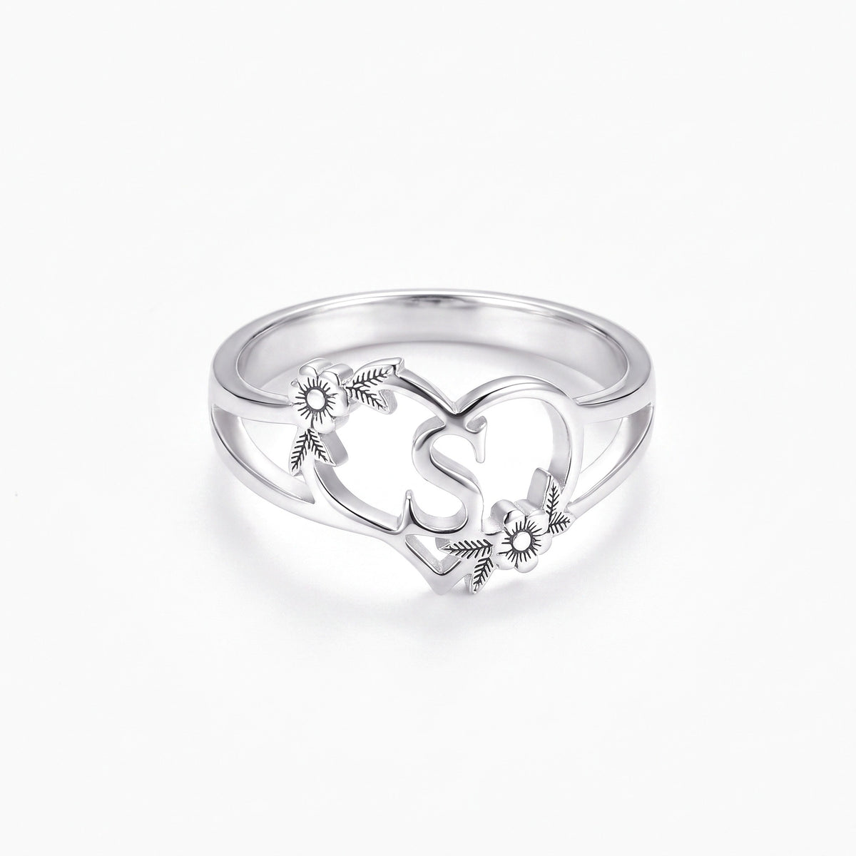 custom initial heart ring