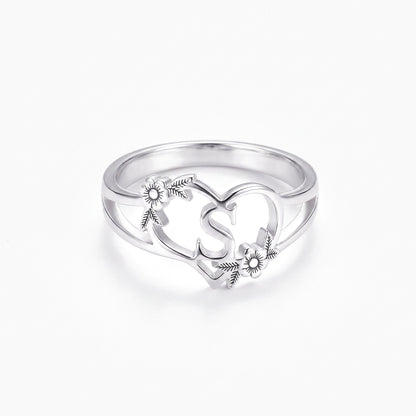 custom initial heart ring