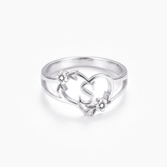 custom initial heart ring