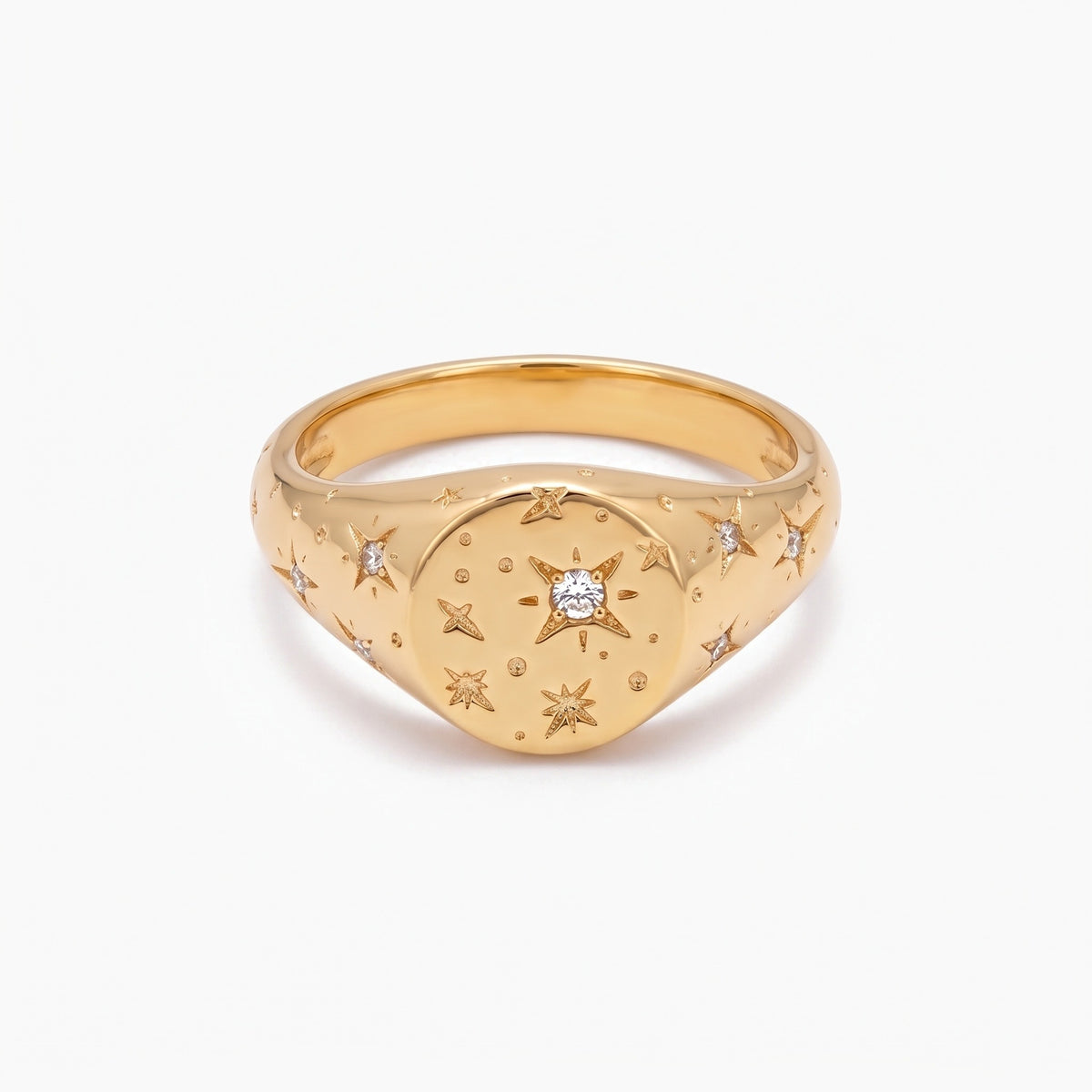 orion star engraved ring with personalized birthstone