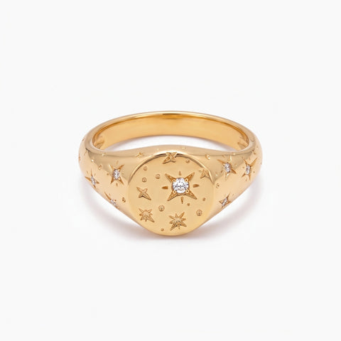 Orion Star Engraved Ring with Personalized Birthstone