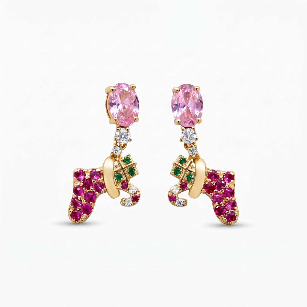 birthstone christmas stocking earrings