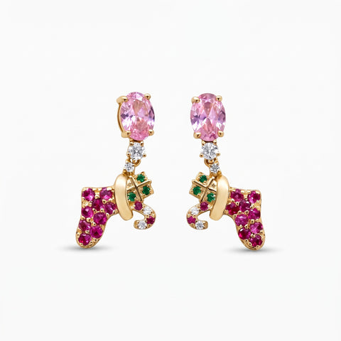 Birthstone Christmas Stocking Earrings