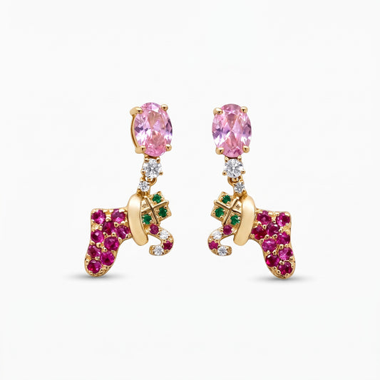 birthstone christmas stocking earrings
