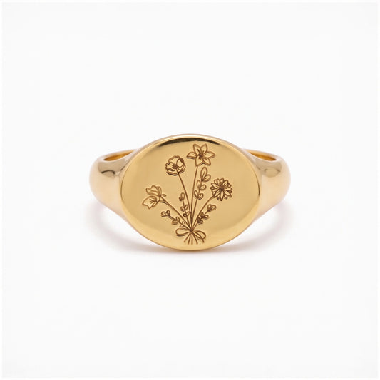 multiple birth flower signet ring