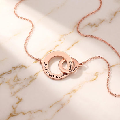 Custom engraved interlocking circle necklace