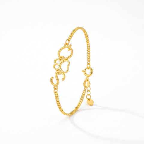Double Interlocking Initials Bracelet with Heart or Paw