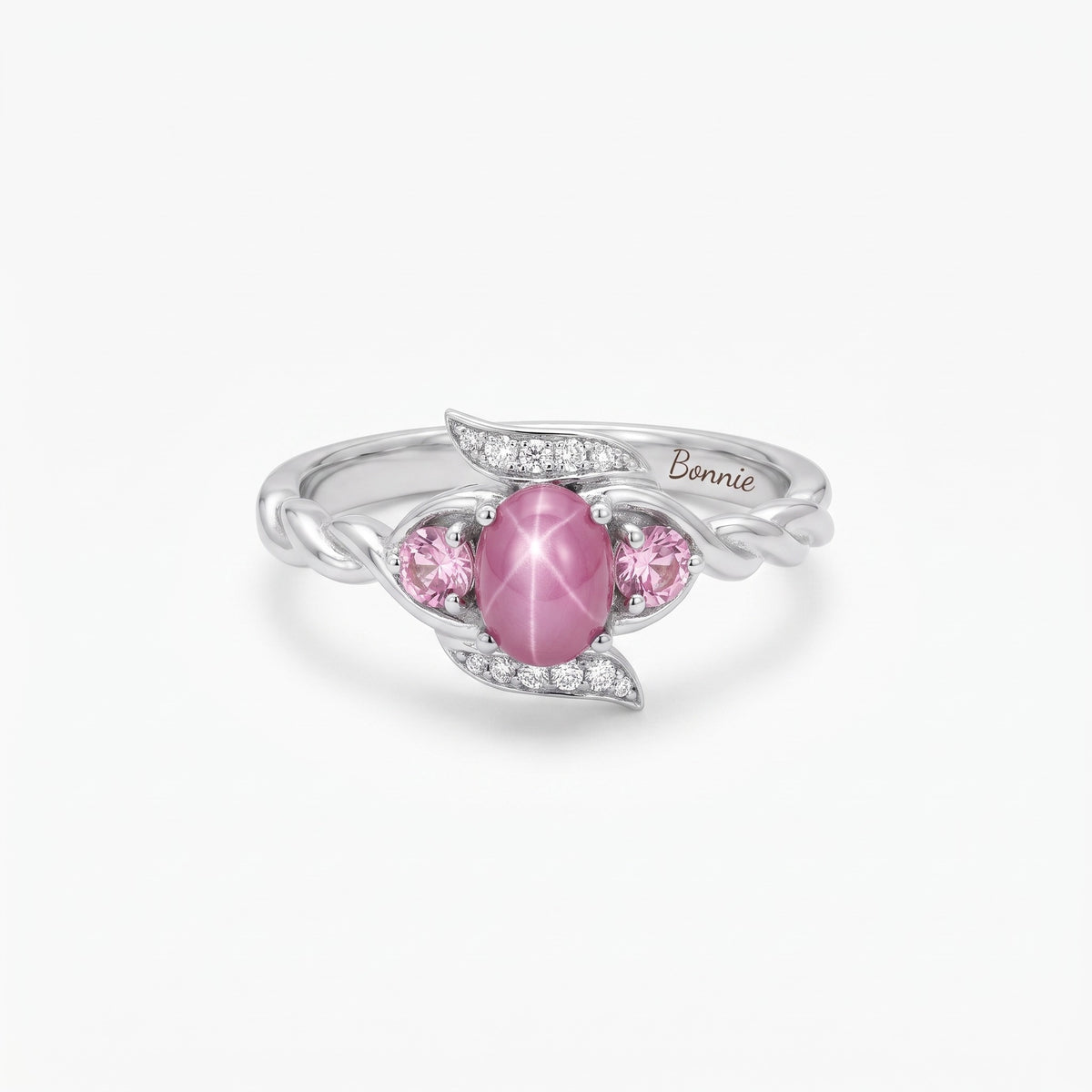 personalized engraved pink star ring