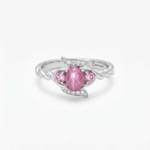 Personalized Engraved Pink Star Ring