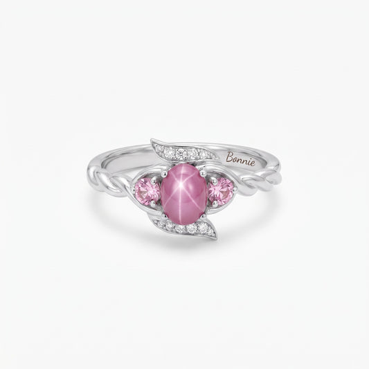 personalized engraved pink star ring