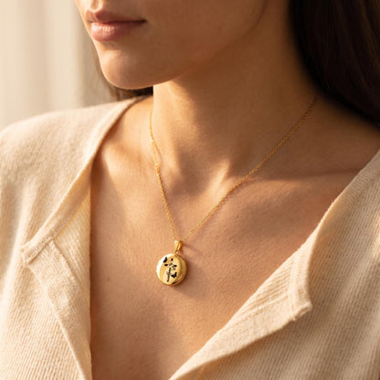 Personalized Birth Flower Cross Locket Necklace with Photo photo 5