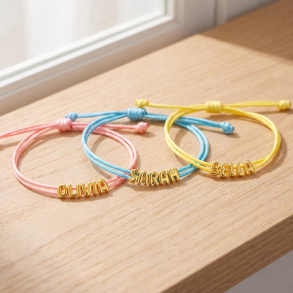 Bubble Letter Name Cord Bracelet