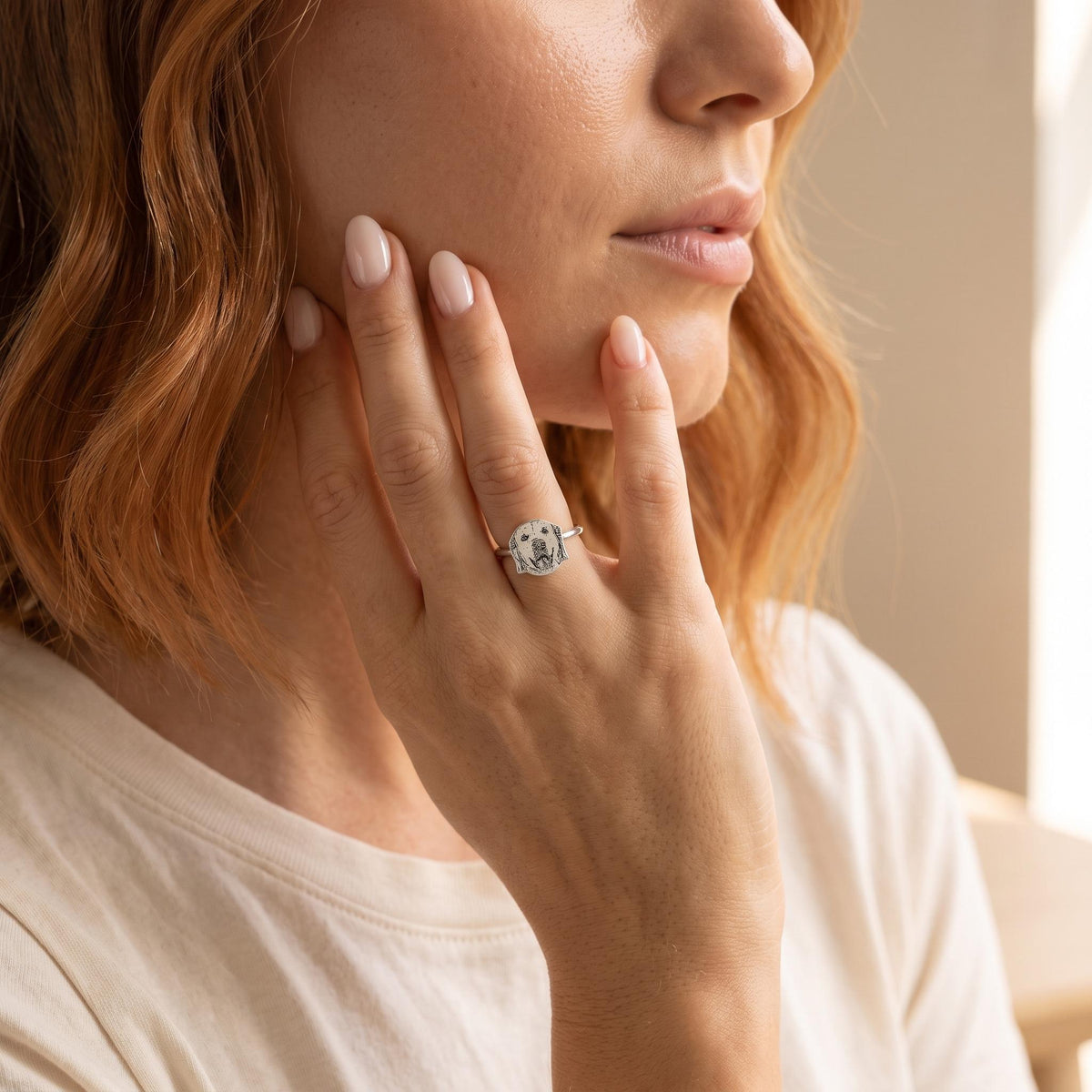 Bague portrait d'animal de compagnie, bague personnalisée avec photo gravée de chien ou de chat, bijou commémoratif personnalisé, cadeau pour maman de chien, amoureux des chats ou propriétaire d'animal