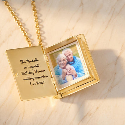 Personalized Photo Album Locket Necklace with Engraving photo 1