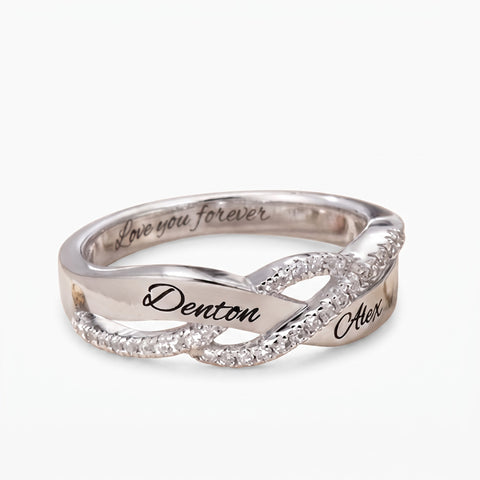 Engraved Name Sterling Silver Twisted Ring