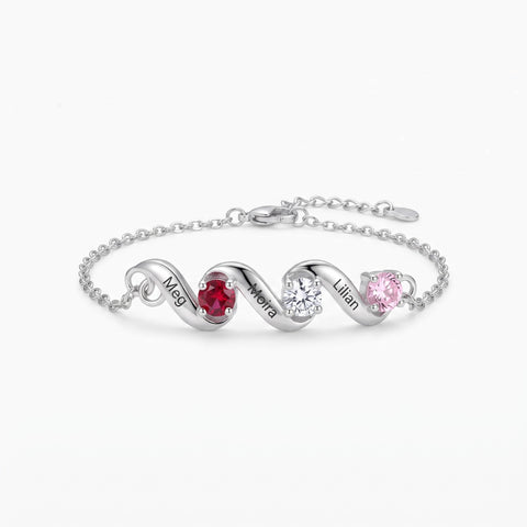 Birthstone Family Bracelet with 1-6 Names