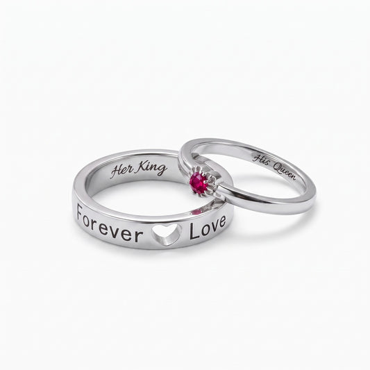 personalized couple rings heart birthstone
