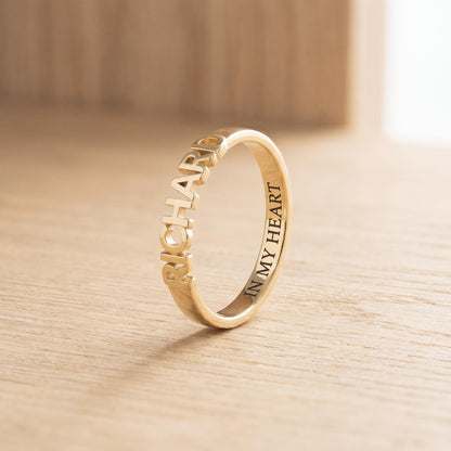 Personalized Name Stackable Rings with Inner Engraving