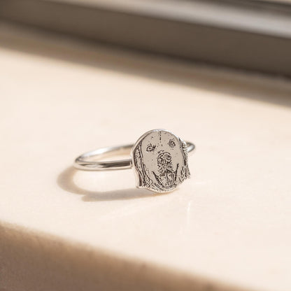 Bague portrait d'animal de compagnie, bague personnalisée avec photo gravée de chien ou de chat, bijou commémoratif personnalisé, cadeau pour maman de chien, amoureux des chats ou propriétaire d'animal