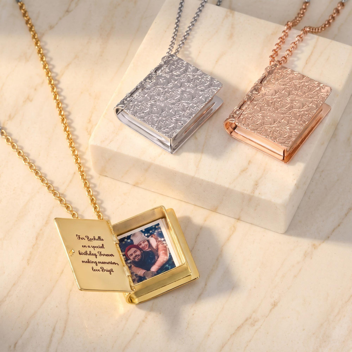 Personalized Photo Album Locket Necklace with Engraving photo 6