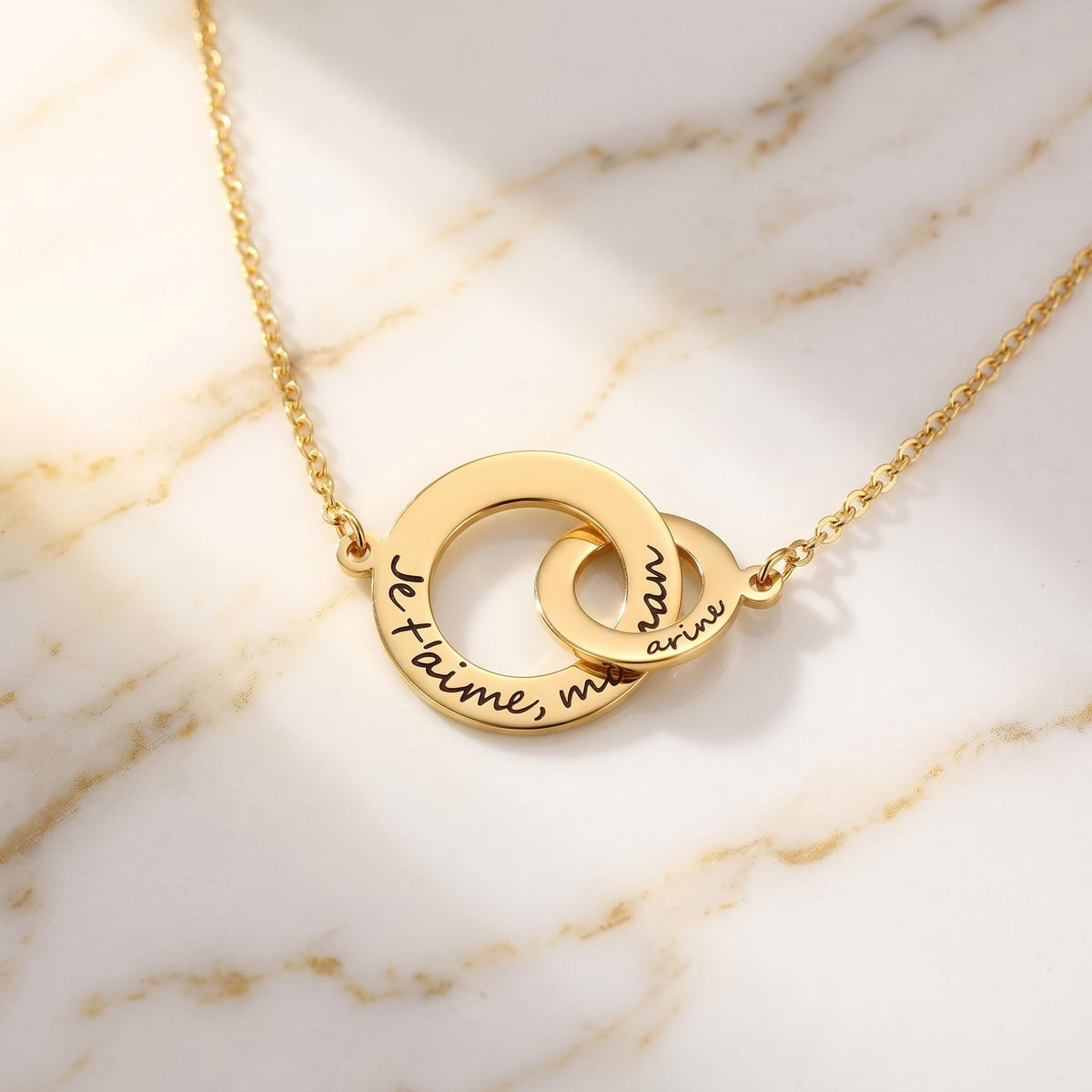 Custom engraved interlocking circle necklace