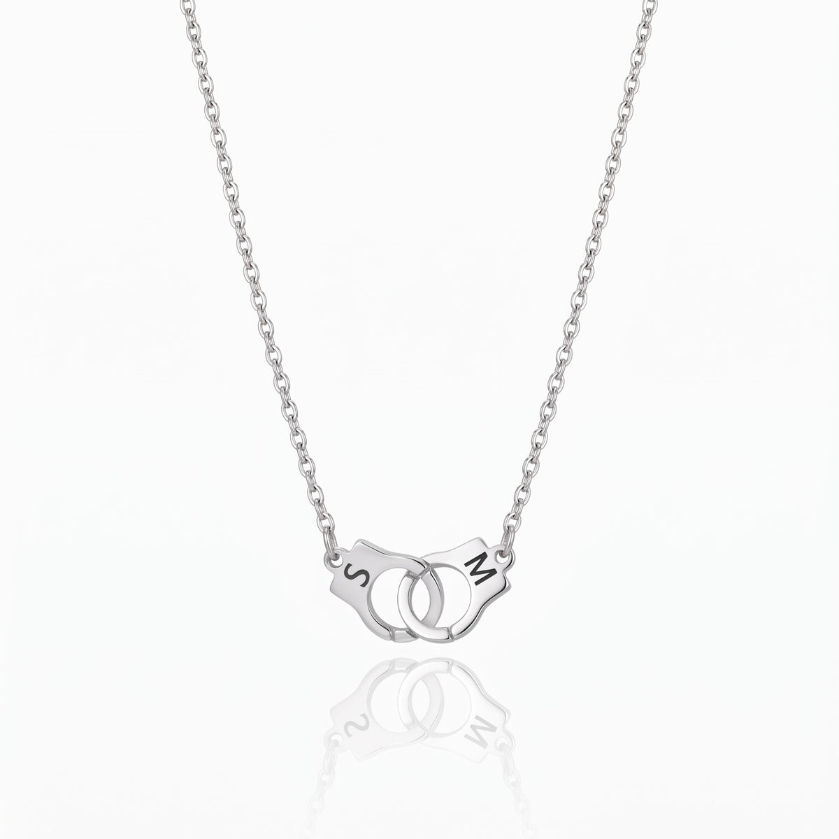 mini handcuff necklace double initials