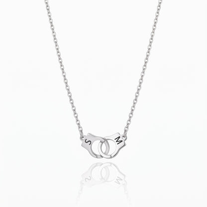 mini handcuff necklace double initials